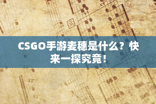CSGO手游麦穗是什么？快来一探究竟！