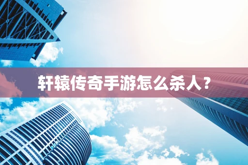 轩辕传奇手游怎么杀人？